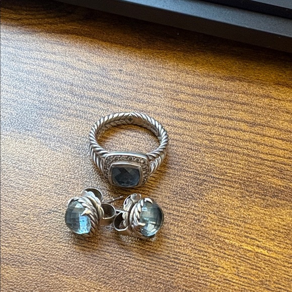 David Yurman Jewelry - David Yurman Ring and Earring Set with Blue Stones